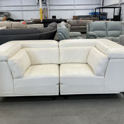 White Leather Sofa 