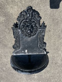 Antique French Style Lion Head Cast Iron Wall Fountain Garden Sink Lavabo $350