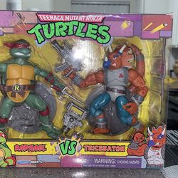 TMNT Retro 2-Pack Raphael vs Triceraton Playmates 2021 Nickelodeon NEW Sealed