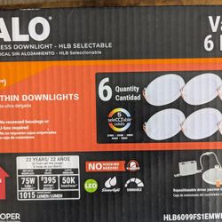 HALO 6in. Canless Ultra -Thin, Selectable 5CCT, IC Rated, Dimmable, White, Recessed Lighting 6-Pack; 4-6 pk for $300.00!