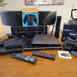 Yamaha Receiver, KLIPSCH SPEAKERS, VR Headset, Blu-ray Players, Router, Modem, And More