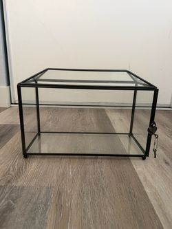 Black Framed Glass Card Box with Heart Lock