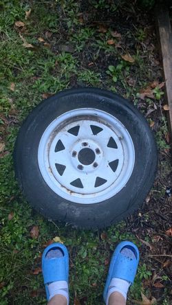 Trailer Tire and White Steel Wheel