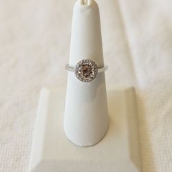 Platinum Diamond & Morganite Ring