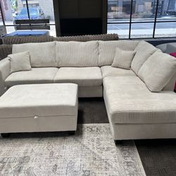 NEW Beige cream Corduroy Soft Sectional