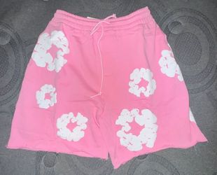 Pink Denim Tear Shorts