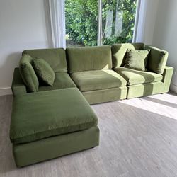 New Olive Green Velvet Cloud Couch Sectional