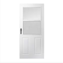 200 Series 36 in. x 80 in. White Universal 3/4 Light Mid-View Aluminum Storm Door with Black Handleset
