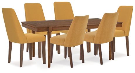 Lyncott Mustard/Brown Extension Dining Table and 6 Chairs
