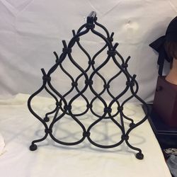 Vintage   Wine Rack, Black Steel, Bottles Of Wine Wrought  Steel .  17 1/2”  X 15 1/2”