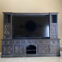 Potato Barn Entertainment Media Center Modern Farmhouse Arts Crafts Distressed Rustic Stand Cabinet Storage Hutch