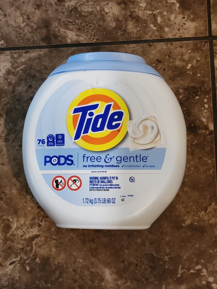 Tide Free And Gentle Laundry Detergent Pods 76 Count