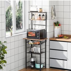 Kitchen Bakers Rack, 6-Tier Microwave Stand with Storage