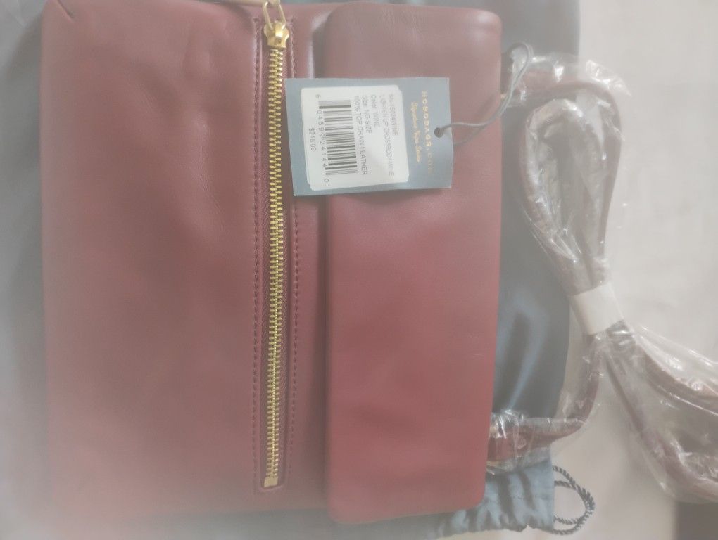 HOBO 'LIGHTEN UP' RED LEATHER CROSSBY-WINE BAG NEW!