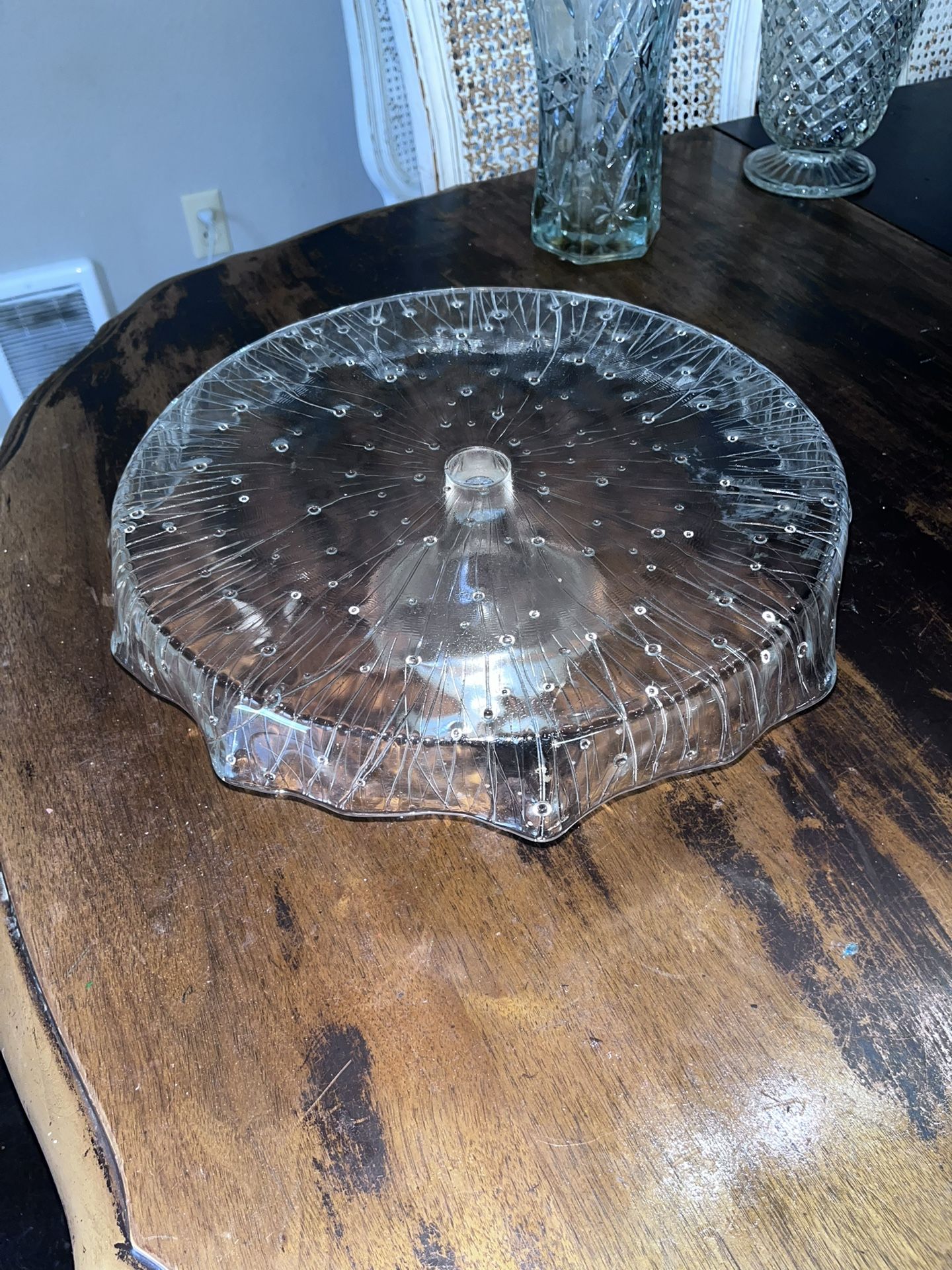 Vintage Italian IVV Rugiado "Dew Drop" art glass cake stand.