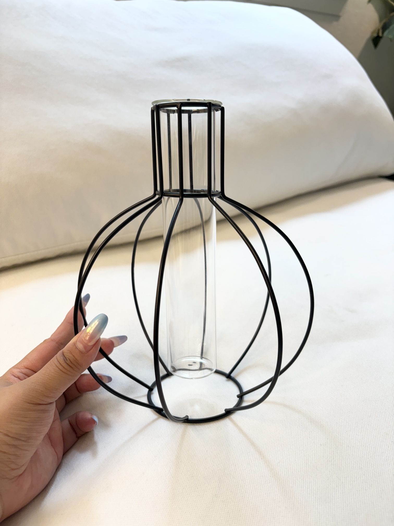 9" Iron frame with glass tube vase propagation for plants and flower f