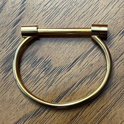 Gold Toned Screw Cuff Bangle Bracelet in Excellent Condition