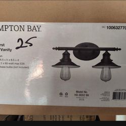 Hampton Bay Glenhurst 2 Light Bathroom Vanity Light Fixture In Black