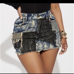 Rebel hero patchwork mini skirt - dark wash