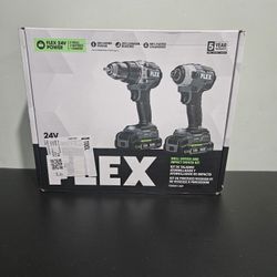 Flex 24v DRILL DRIVER AND IMPACT DRIVER KIT New Never Used 