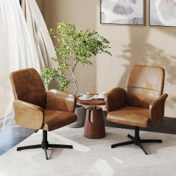 Homy Casa Thomasina 2PC Living Room Furniture Set Adjustable Swivel Armchairs in Dark Brown Suede Open Box
