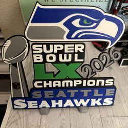 Seattle Seahawks 2026 Super Bowl Champions Desk Display Custom 3D Printed PLA+ Desktop Decor