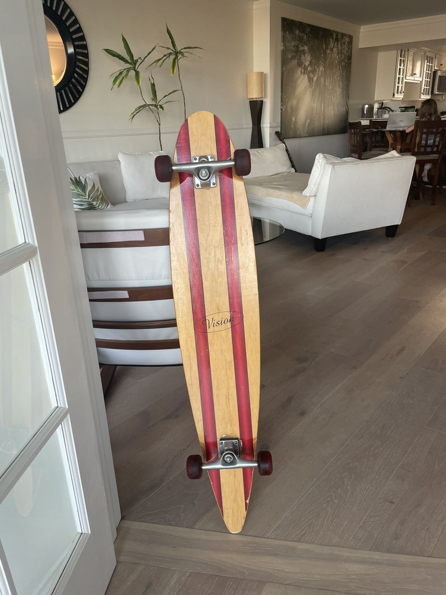 Vintage Vision Street Wear Longboard Skateboard Deck Sidewalk Surfboard 46" Red