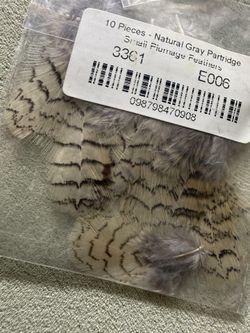 New Set Or 2 Pack 20 Pieces Partridge Striped Feathers Gray 