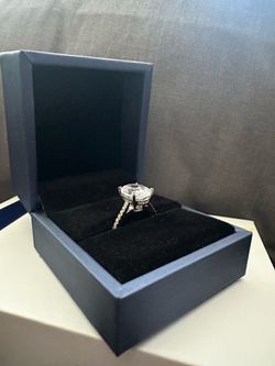 Italo Classic Oval Created White Sapphire Engagement Ring