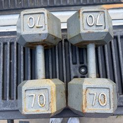 70 lb Hex Dumbbells 