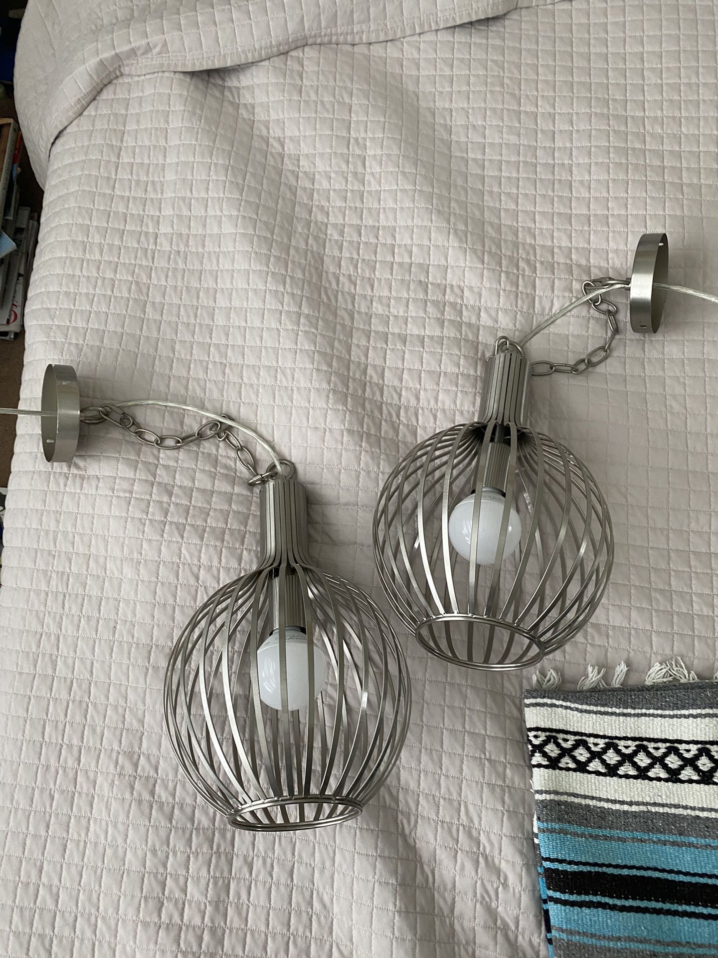 Two modern hanging lamps - 1.5” round