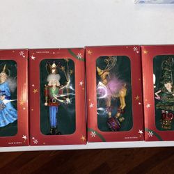 (4)Fanciful Holiday Ornaments Angel Nutcracker Reindeer ELF TREE Costco