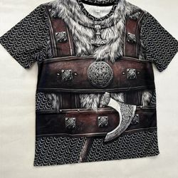  Men’s Halloween Costume Vibrant Print Shirt , Warrior Halloween Shirt M
