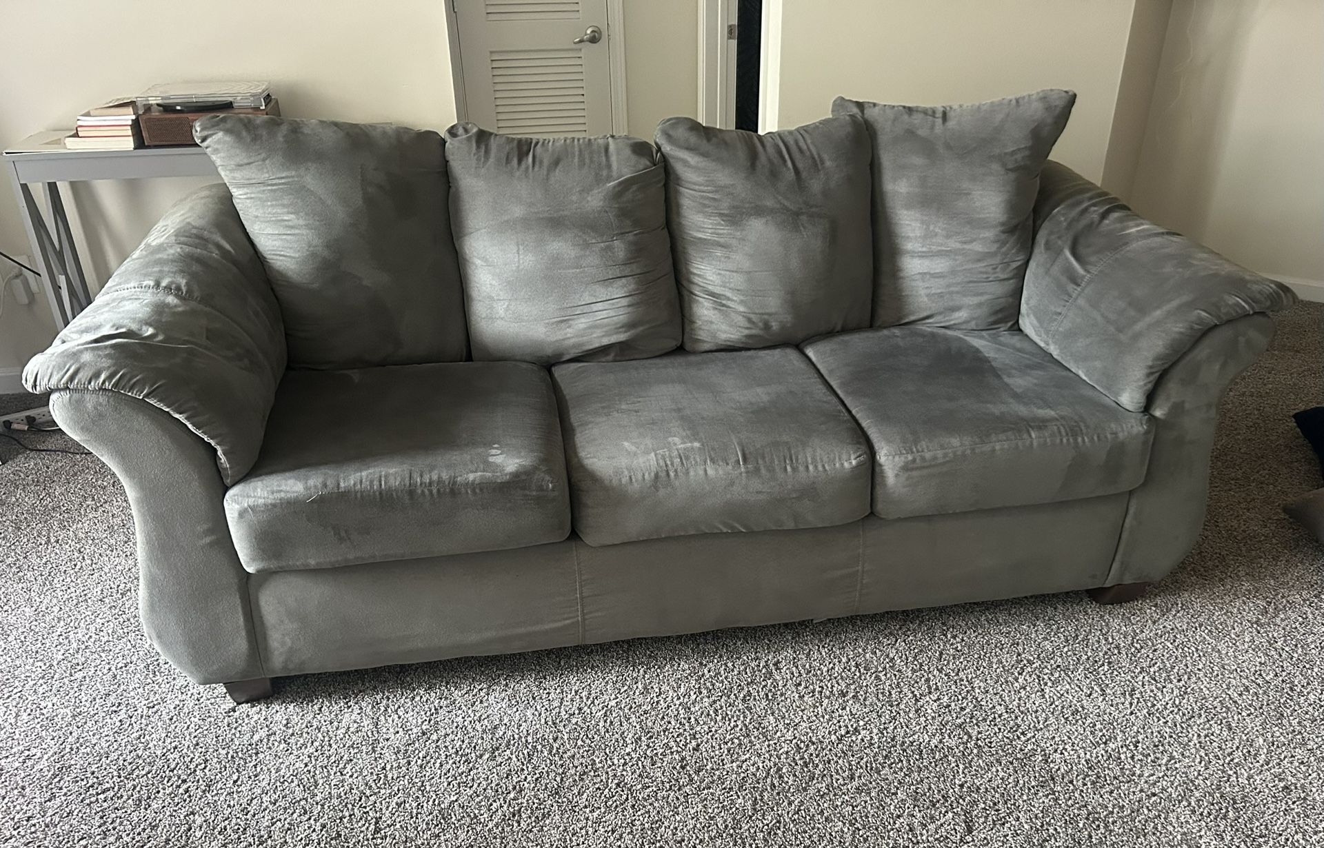Gray Suede couches (2)