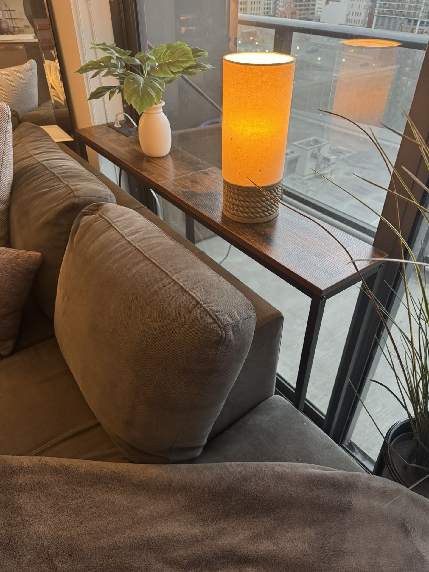 Console table with charging station