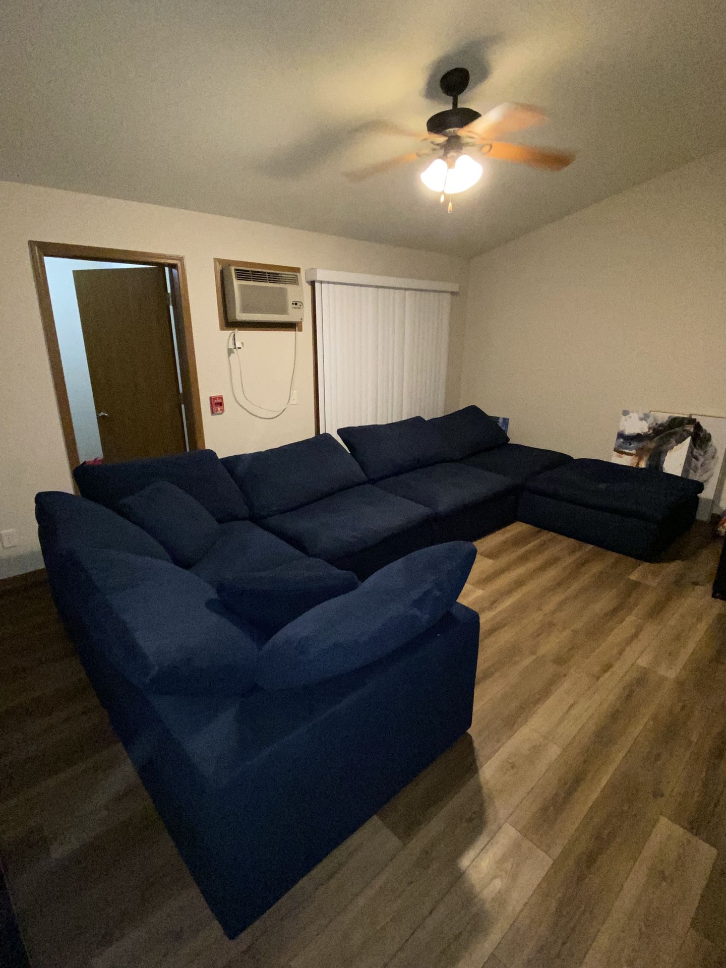 Dream Navy 131'' 5 Piece Modular Sectional with Ottoman