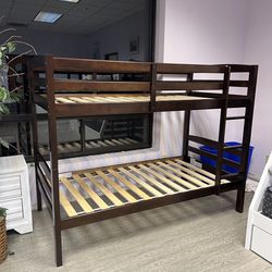 Twin/Twin Size Kids Bunk Bed Solid Wood