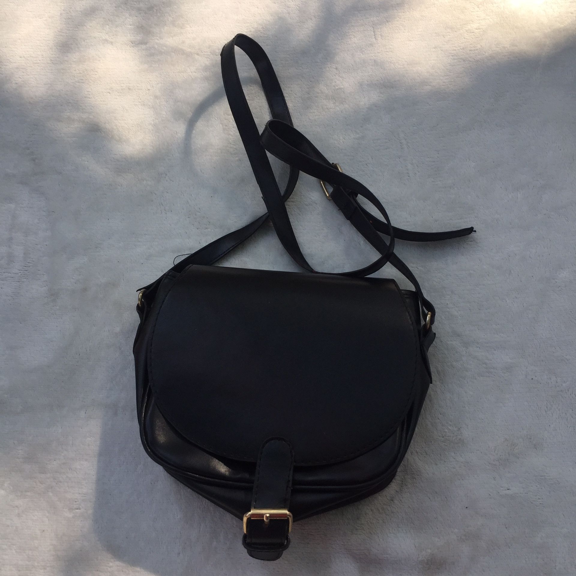 Black Faux Leather Crossbody Purse