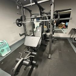 Vesta Fitness Smith Machine 2001 w/Bench Attachment | 230lb Bumpers Weights | 7ft Olympic Bar | Fitness | Gym Equipment | FREE DELIVERY 🚚 