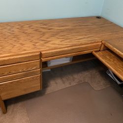 Solid oak corner desk