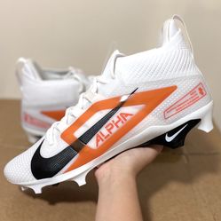 Nike Alpha Menace 4 Elite Football Cleats White Orange FZ7701-104 Mens Size 12.5