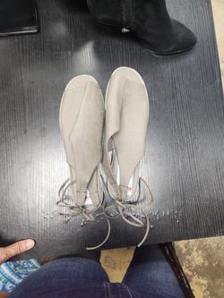 Taupe Lace-Up Flat Sandals