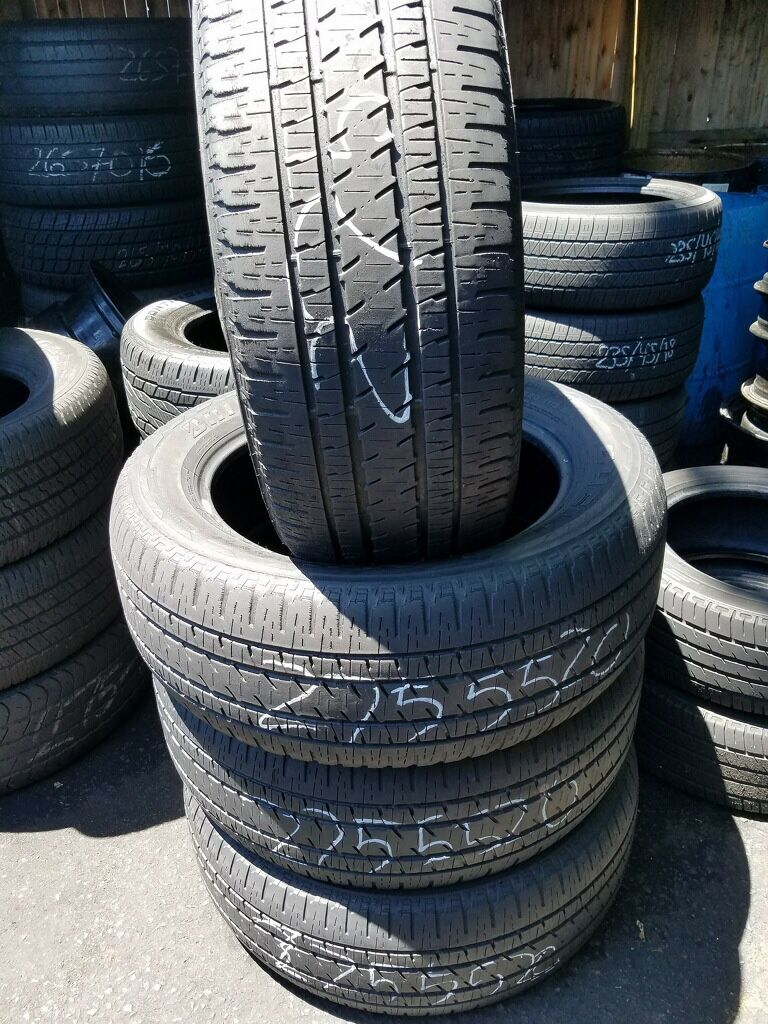 275/55/20 Bridgestone dueler h/l, set of 4, good condition, 60% tread 6/32, $225 for 4 tires .
