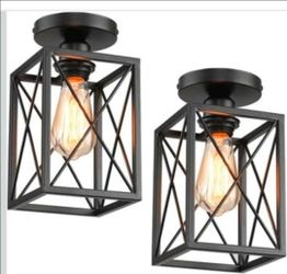 Ceiling Light Fixtures Flush Mount Black Hallway Light Fixtures Ceiling Rustic Farmhouse Island Light Fixtures,Farmhouse Black Metal Frame Light Fixtu