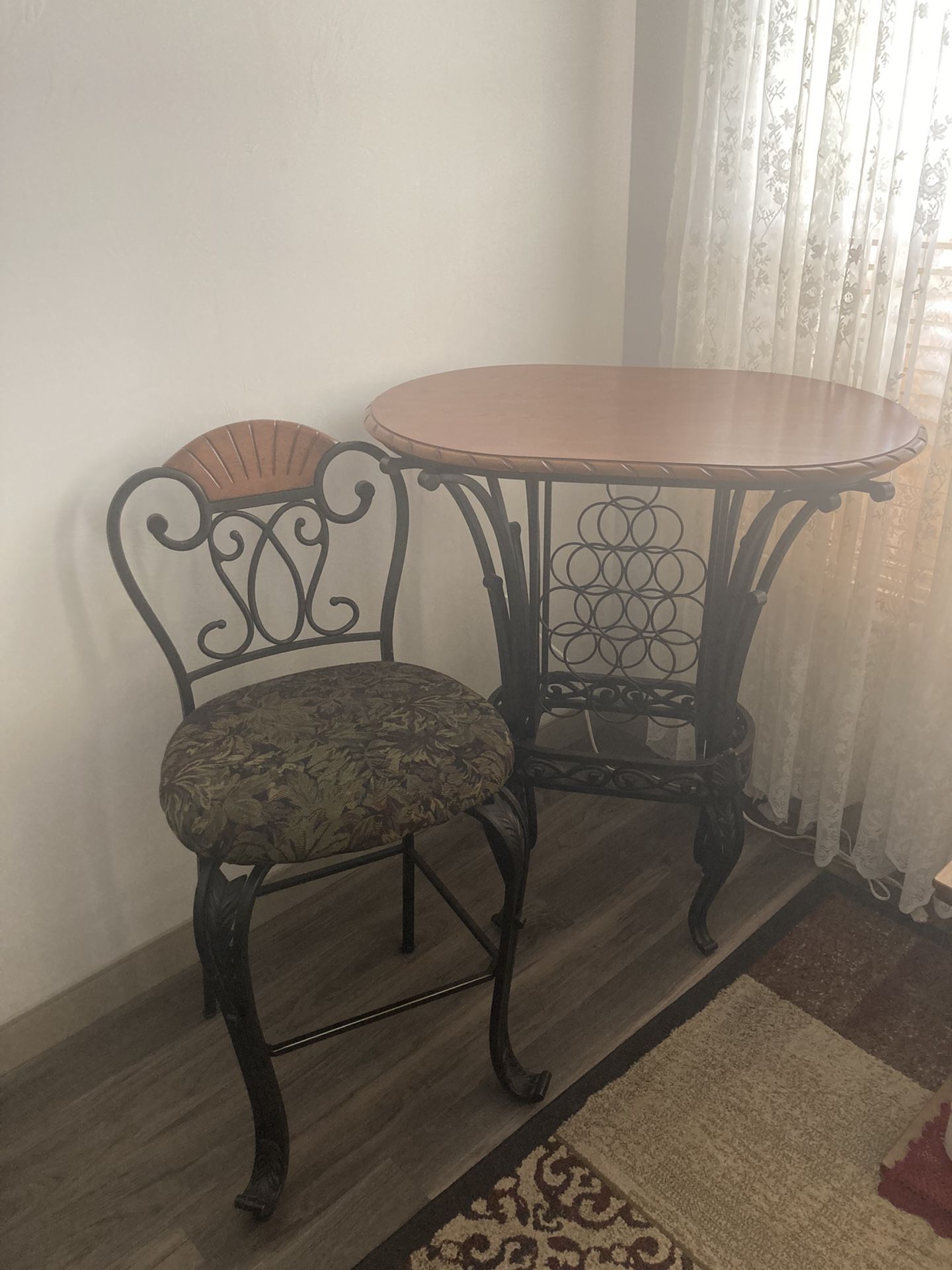 Wine Rack Table & 2 Matching Chairs  Measurement In Description