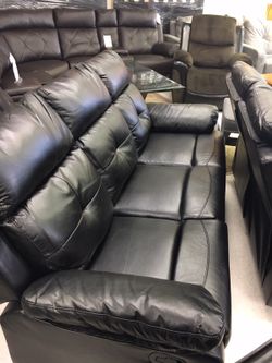 3 PCS BONDED LEATHER BLACK RECLINER SET NEW