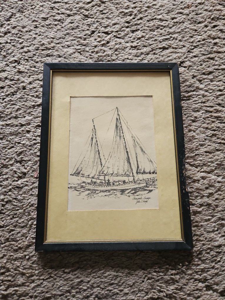 Sketch of Chesapeake Bugeye (Schooner) By: John C. Pringle