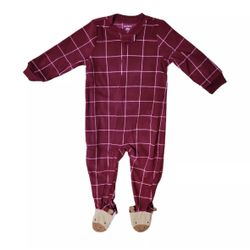 Carter's Infant/Toddler Girl's Long Sleeve Fleece 2 Way Full Zip Footie Sleepwear (Red/Moose, 3-6M)