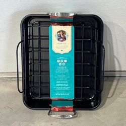 NEW Pioneer Woman Non-Stick Roaster Pan with Wire Rack - PERFECT FOR UPCOMING HOLIDAYS!