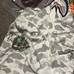 Bape Hoodie White Camo Double Hood